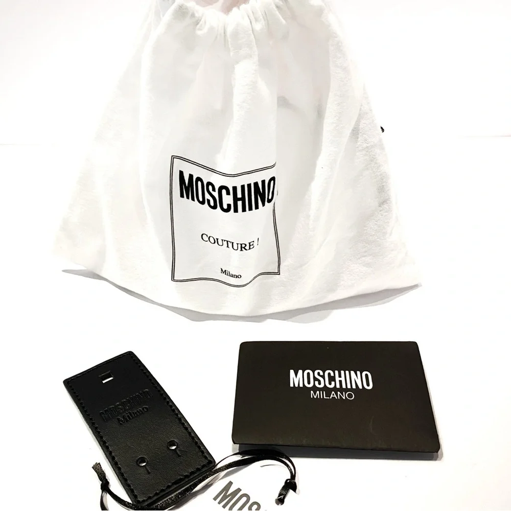 MOSCHINO Red Gold Logo Leather Belt NWT